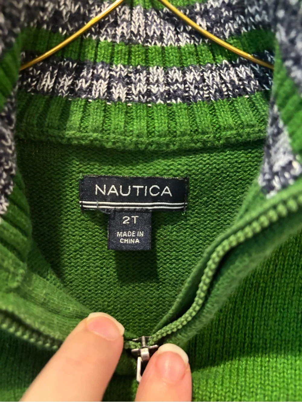 Nautica Green Half-Zip Knit Pullover for Kids